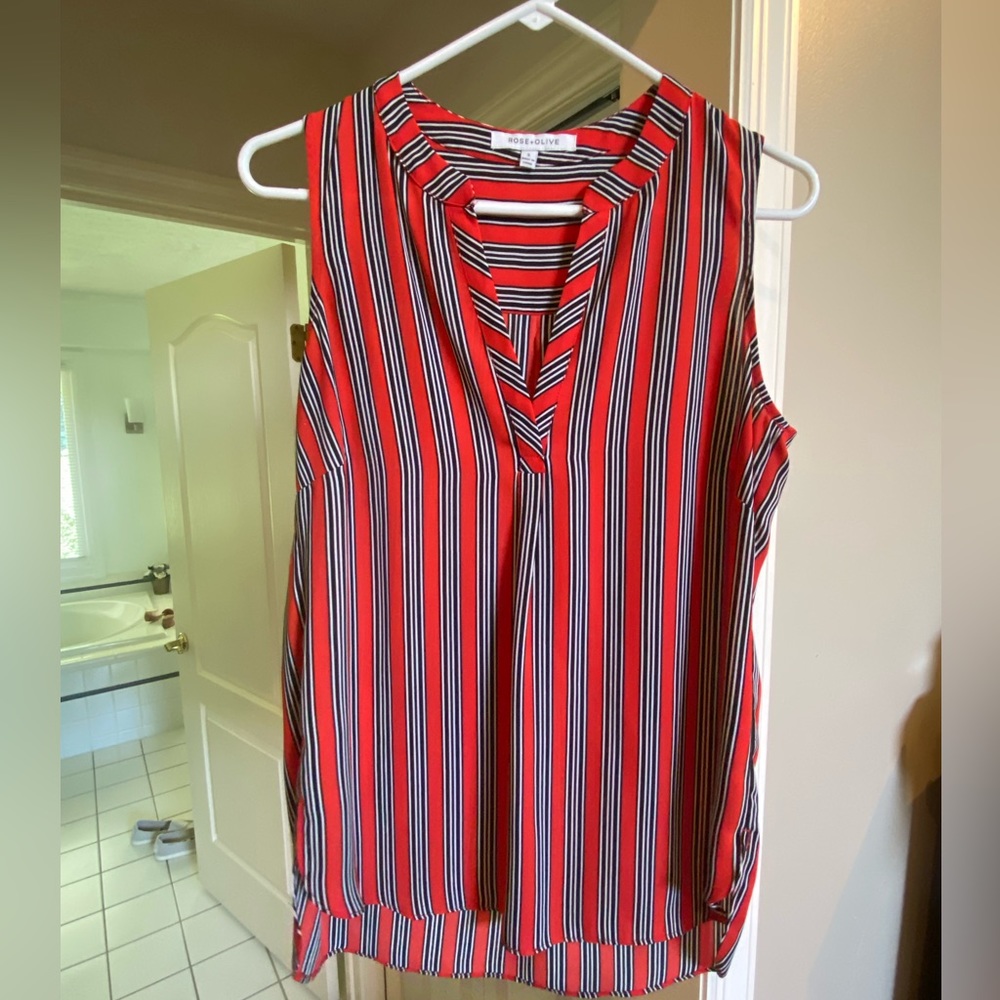 Rose and Olive Sleeveless Blouse
